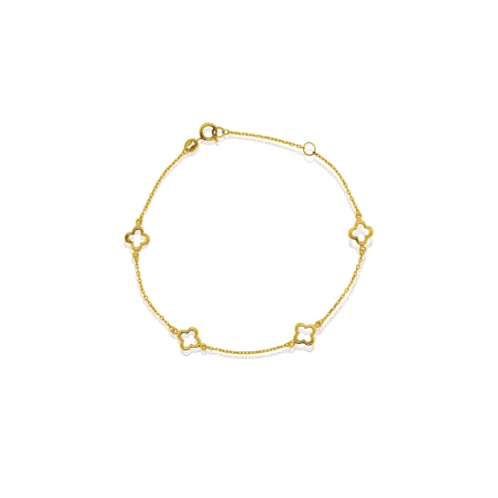 10K Yellow Gold Cutout Clovers Bracelet (GB-10-1142)