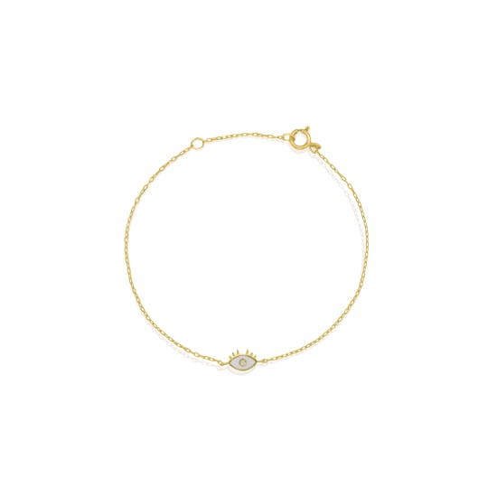 10K Yellow Gold Evil Eye with CZ and Enamel Bracelet (GB-10-1144)