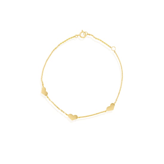 10K Yellow Gold Station Heart Bracelet (GB-10-1149)