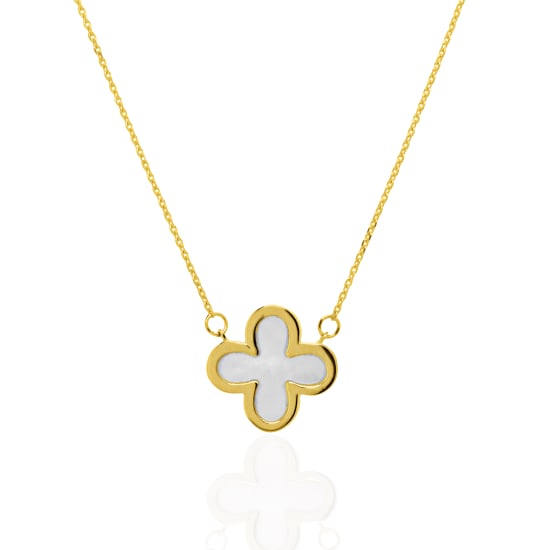 10K Yellow Gold MOP Clover Necklace (GC-10-1125)