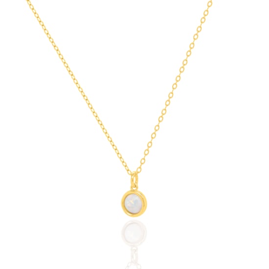 10K Yellow Gold Opal Bezel Set Necklace