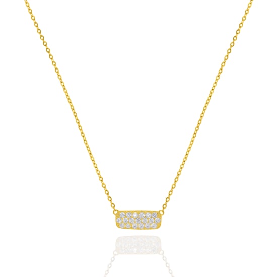 10K Yellow Gold Pave CZ Bar Necklace (GC-10-1128)