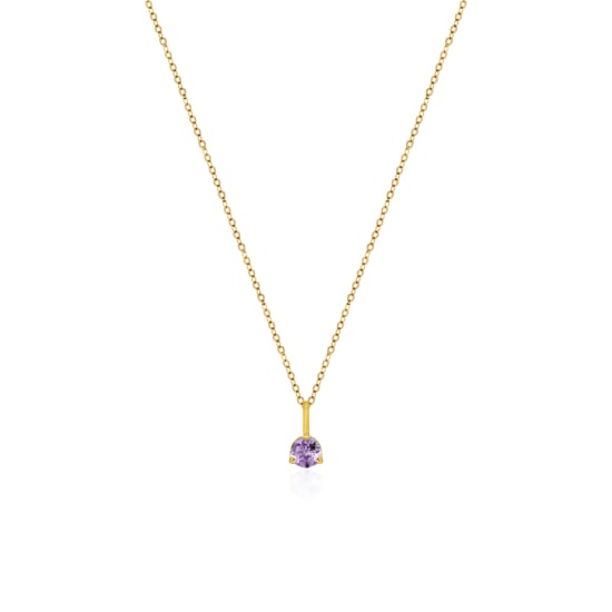 10K Yellow Gold 4mm 3 Prongs Birthstone Necklace (GC-10-1131)