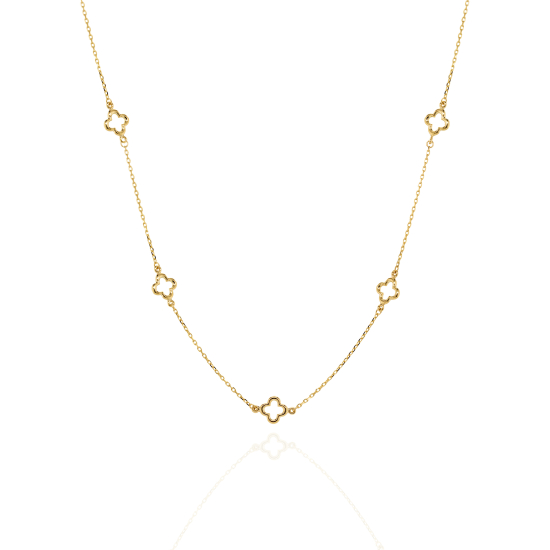 10K Yellow Gold Cutout Clovers Necklace (GC-10-1132)