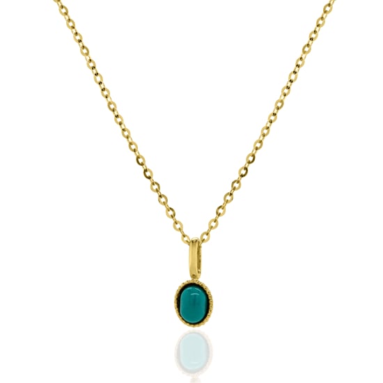 10K Yellow Gold Turquoise Pendant Necklace (GC-10-1134-YG)