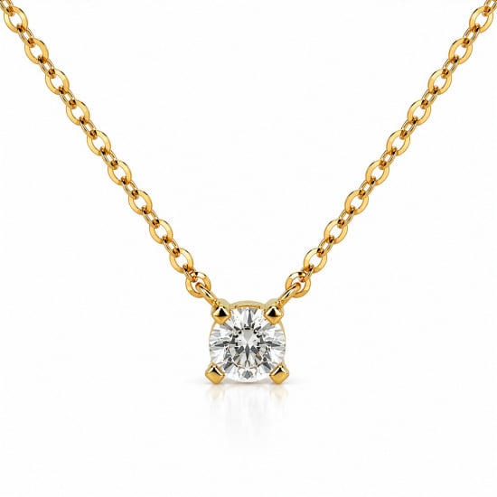 10K Yellow Gold CZ 4 Prongs Solitaire Necklace (GC-10-1136-YG)