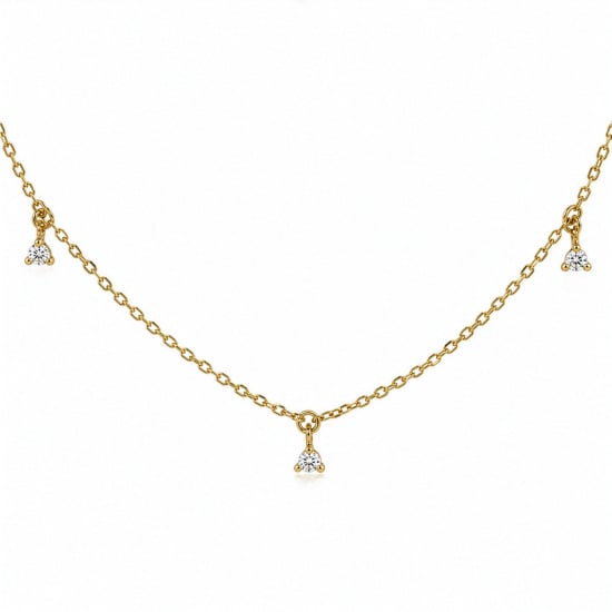 10K Yellow Gold Dainty CZ Drop Necklace (GC-10-1137-YG)