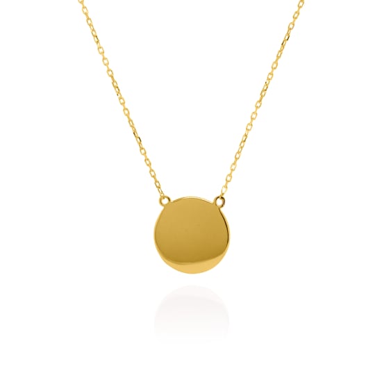  10K Gold Plain Circle Disc Necklace 12mm (GC-10-1155)