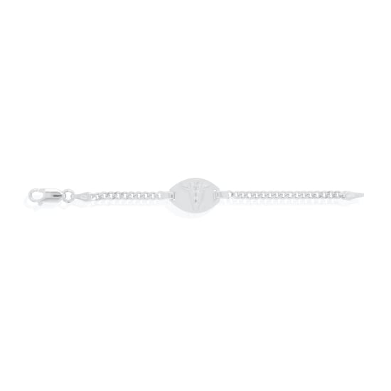 Sterling Silver Rhodium Plated Medical Alert Bracelet Curb 100 3.8mm (GD-100-MED-RH)