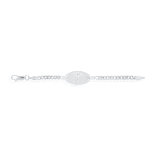 Sterling Silver Rhodium Plated Medical Alert Bracelet Curb 120 4.6mm (GD-120-MED-RH)