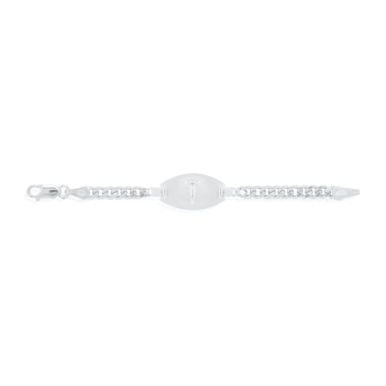 Sterling Silver Rhodium Plated Medical Alert Bracelet Curb 180 6.8mm (GD-180-MED-RH)