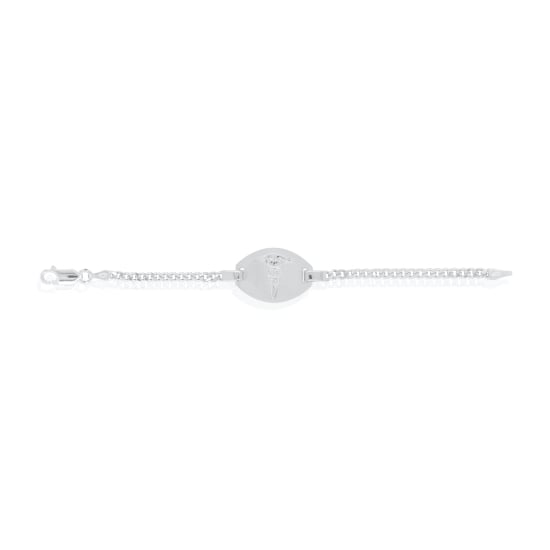 Sterling Silver Rhodium Plated Medical Alert Bracelet Curb 80 3mm (GD-80-MED-RH)