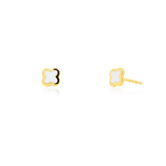 10K Yellow Gold MOP Clover Stud Earrings (GE-10-1120)