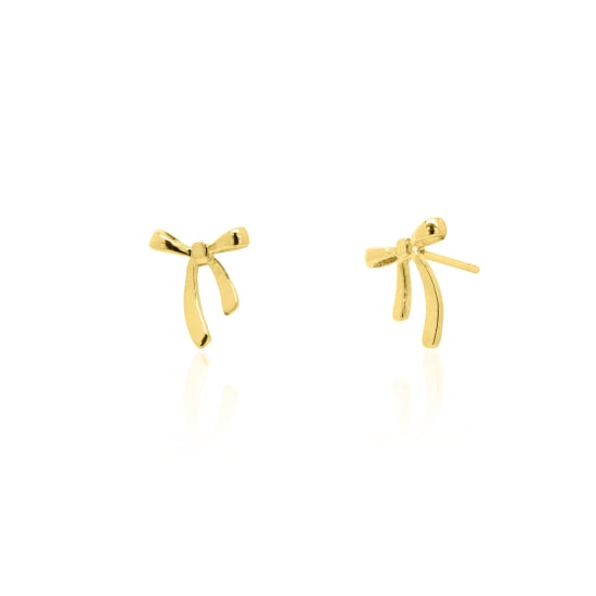 10K Yellow Gold Fancy Ribbon Bow Stud Earrings (GE-10-1128)