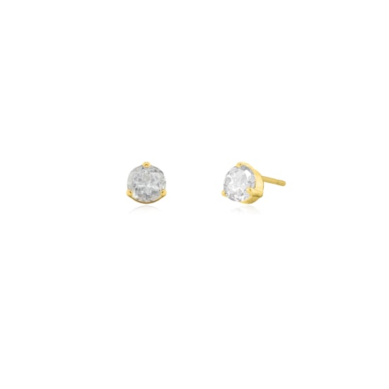 10K Yellow Gold 4mm 3 Prongs Birthstone Stud Earrings (GE-10-1138)