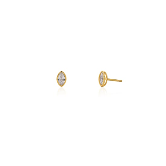 10K Yellow Gold CZ Marquise Bezel Set Stud Earrings (GE-10-1139)