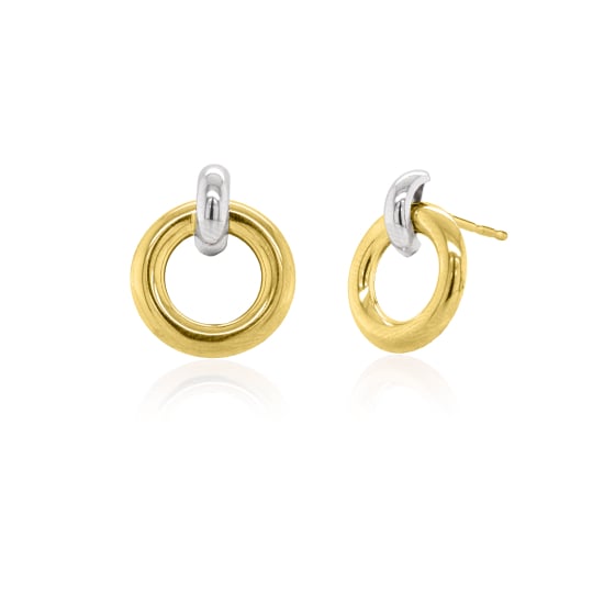 10K Two Tones Gold Ring Stud Earrings (GE-10-1145-2T)