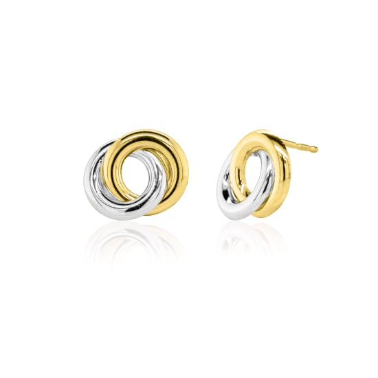 10K Two Tones Gold Interlocking Rings Stud Earrings (GE-10-1146-2T)