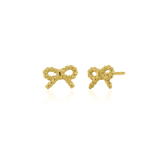 10K Yellow Gold Ribbon Bow Stud Earrings(GE-10-1147-YG)