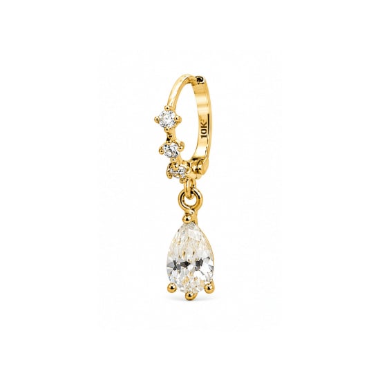 10K Yellow Gold Pear Cut CZ Drop Helix Single Piece (GE-10-1170-YG)