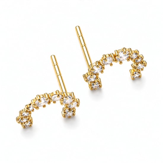 10K Yellow Gold CZ Wreath Stud Earrings (GE-10-1172-YG)
