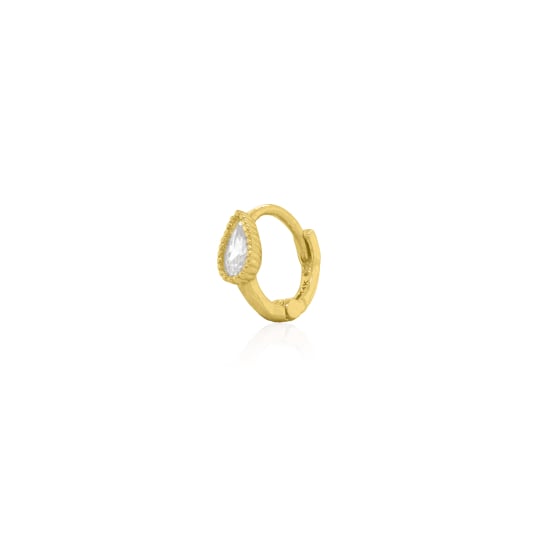 14K Yellow Gold Pear CZ Bezel Helix Single Piece (GE-14-1067-YG)