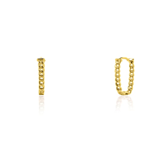 10K Yellow Gold Curb Chain Oval Huggies Earrings (GHUG-10-1036)