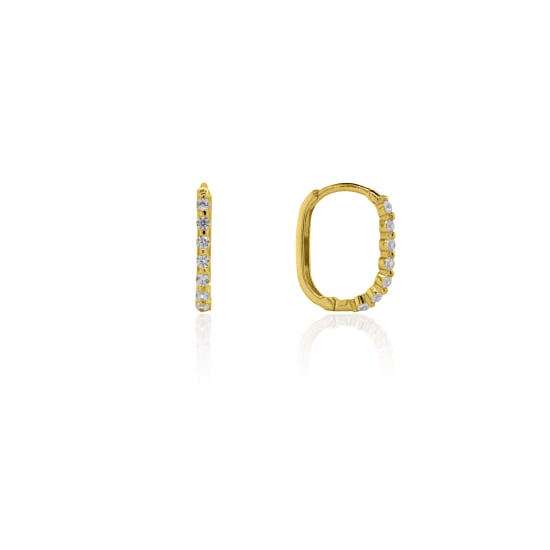 10K Yellow Gold CZ Paperclip Huggies Earrings (GHUG-10-1041)