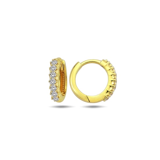 10K Yellow Gold CZ Pave Mini Huggies Earrings (GHUG-10-1044)