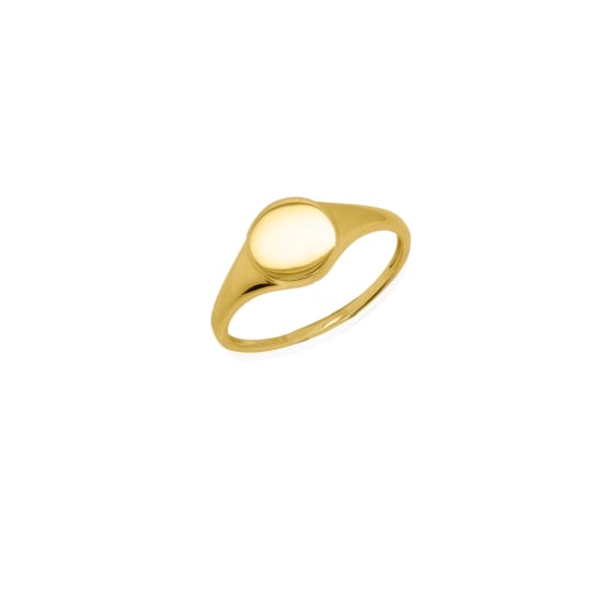 10K Yellow Gold Plain Round 8mm Signet Ring (GR-10-1075)