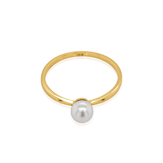10K Yellow Gold Freshwater Pearl Solitaire Ring (GR-10-1116)