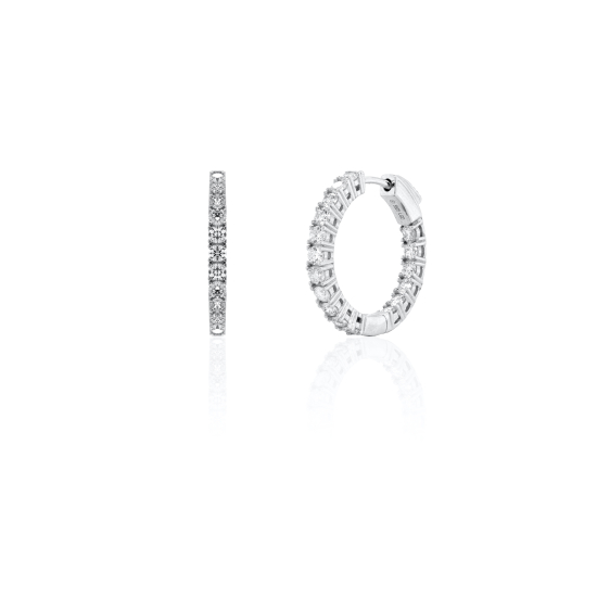 Sterling Silver Rhodium Plated 20mm Inside Out Lab Diamond TCW 1.5ct Hoops Earrings (HP-LGD-1001)