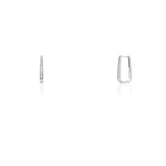 Sterling Silver CZ Geometric Huggies Earrings(HUG-1154)