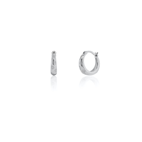 Sterling Silver Star Setting CZ Huggies Earrings (HUG-1162)