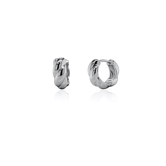 Sterling Silver Twisted Rope Huggies Earrings (HUG-1168)