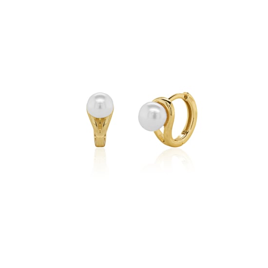 Sterling Silver Gold Vermeil Freshwater Pearl Huggies Earrings