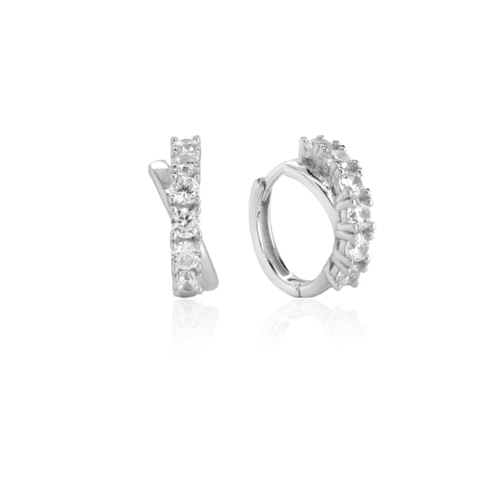 Sterling Silver CZ Pave Bypass Huggie Earrings (HUG-1175)