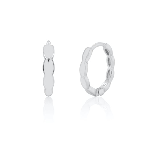 Sterling Silver Faceted Huggie Earrings (HUG-1176)