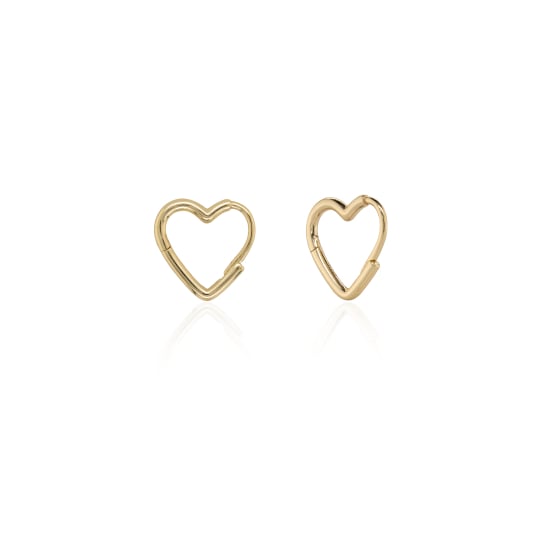Sterling Silver Gold Vermeil Heart Huggie Earrings (HUG-1177-G)