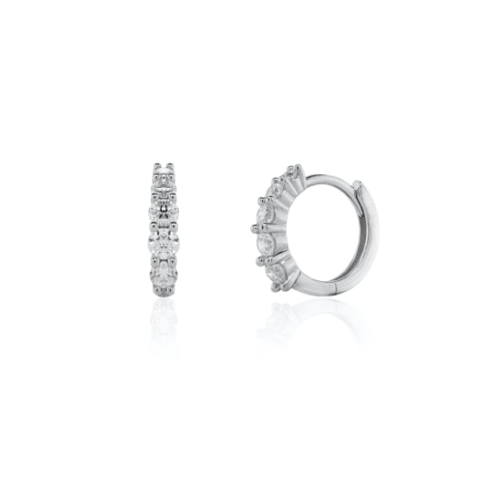 Sterling Silver 12mm Lab Diamond TCW 0.5ct Huggie Earrings (HUG-LGD-1002)