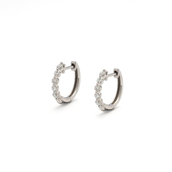 Sterling Silver Rhodium Plated Lab Diamond TCW 0.3ct Huggie Earrings (HUG-LGD-1004-RH)