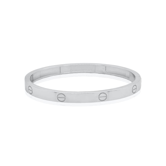 Sterling Silver Rhodium Plated Love Bangle (5.7mm) (IB-1109)