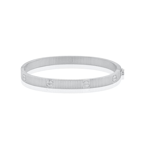 Sterling Silver Ribbed Love Bangle (IB-1112)