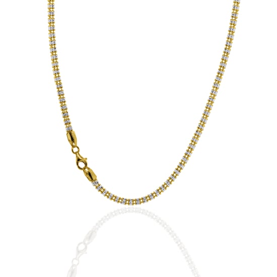Sterling Silver Gold Vermeil Two Tone Fancy Ice Chain 3.9mm (ICEP200-2T)