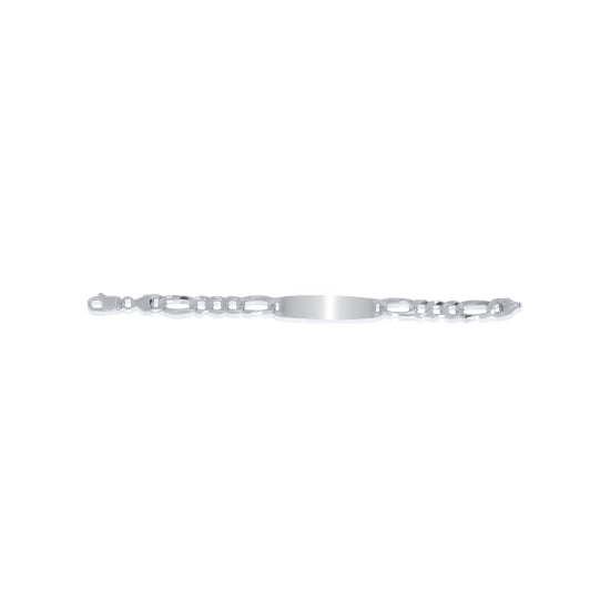 Sterling Silver Rhodium Plated Figaro ID Bracelet (7.4mm) (ID-FIG-150-RH)