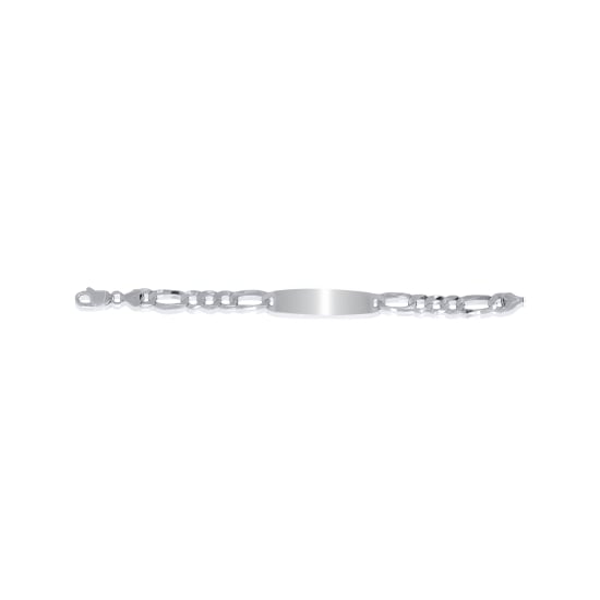 Sterling Silver Rhodium Plated Figaro ID Bracelet (8.5mm) (ID-FIG-180-RH)