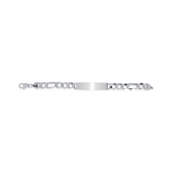 Sterling Silver Rhodium Plated Figaro ID Bracelet (10mm) (ID-FIG-220-RH)