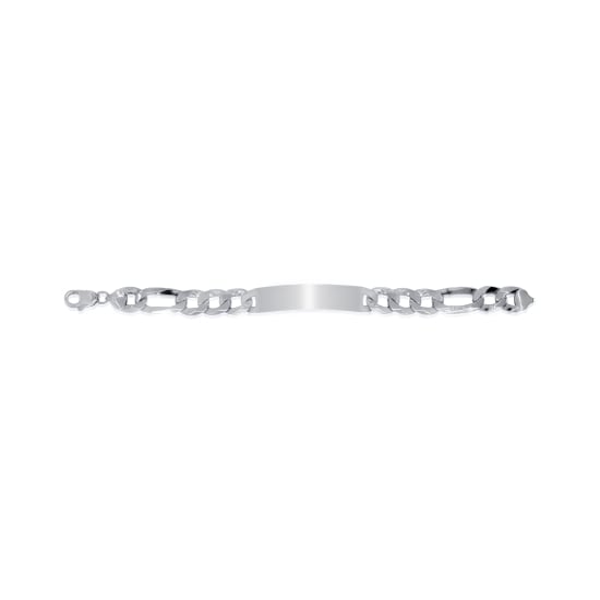Sterling Silver Rhodium Plated Figaro ID Bracelet (12mm) (ID-FIG-250-RH)