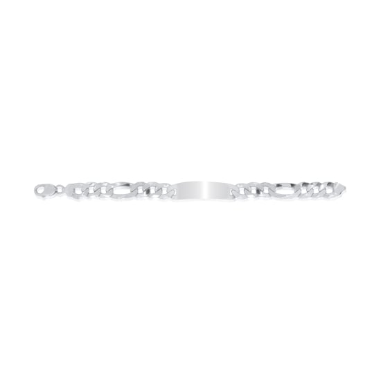  Sterling Silver Rhodium Plated Figaro ID Bracelet (13.4mm) (ID-FIG-300-RH)
