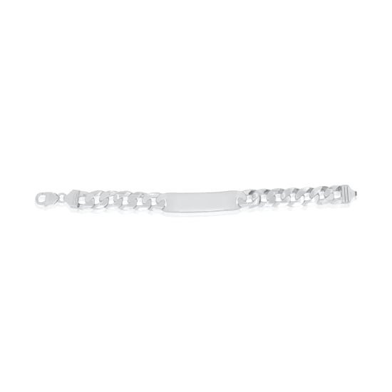 Sterling Silver Rhodium Plated Curb ID Bracelet (13mm) (ID-GD-350-RH)